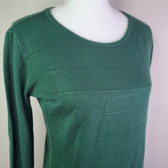 Karen Scott Womens Green Textured Stripe Sweater XS - Picture 2 of 10